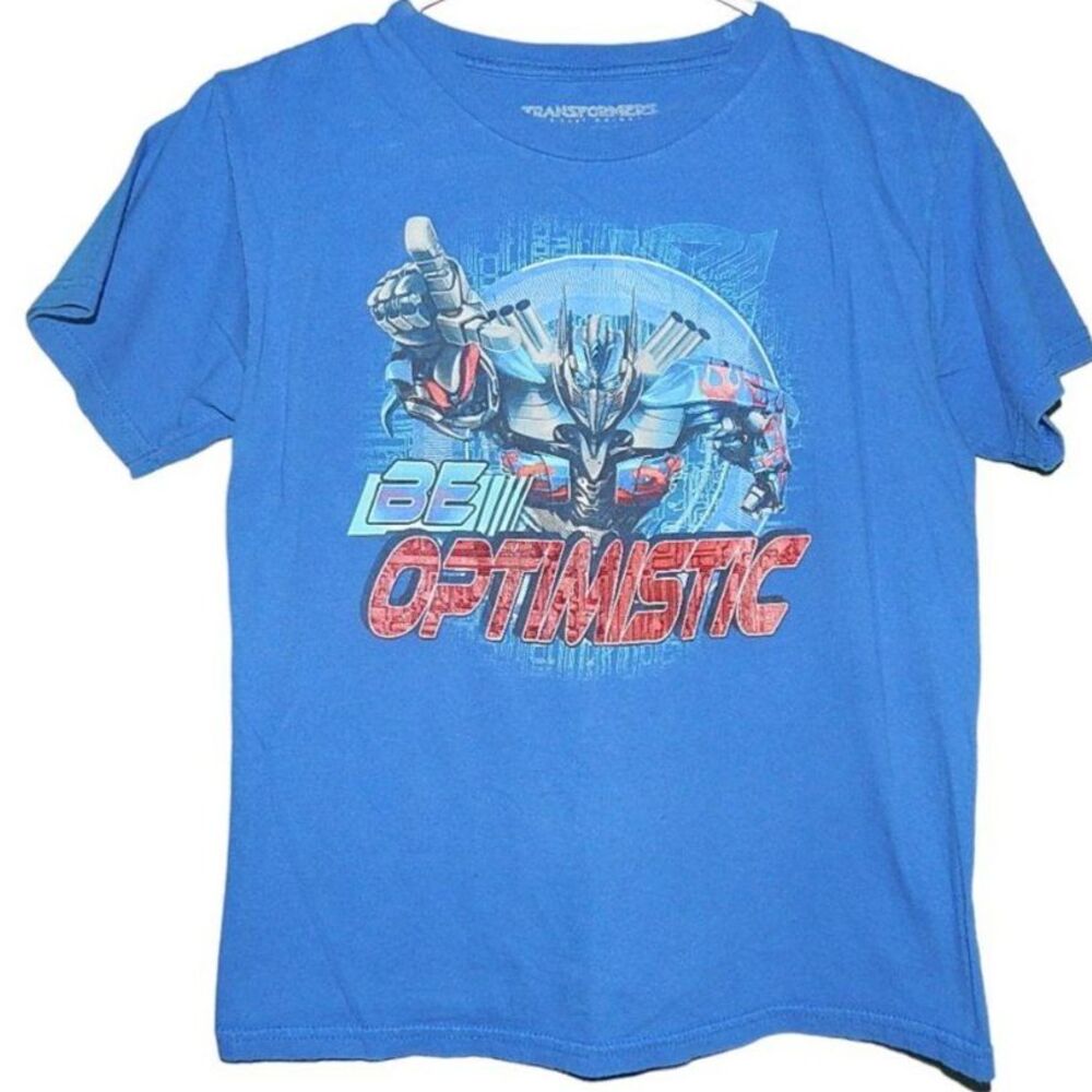 Transformers The Last Knight boys x-large 14/16 blue 100% cotton graphic t-shirt